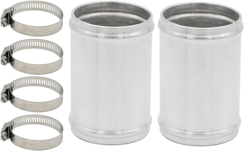KRD PERFORMANCE 51mm(2") OD, Length 3" (76mm), Straight 2 Inch 6061 Aluminum Hose Joiner Tube Intercooler Pipe Connector High Class Glossy Polished Treatment Air Intake Tube with Bead Roll, 2 PCS - Image 1